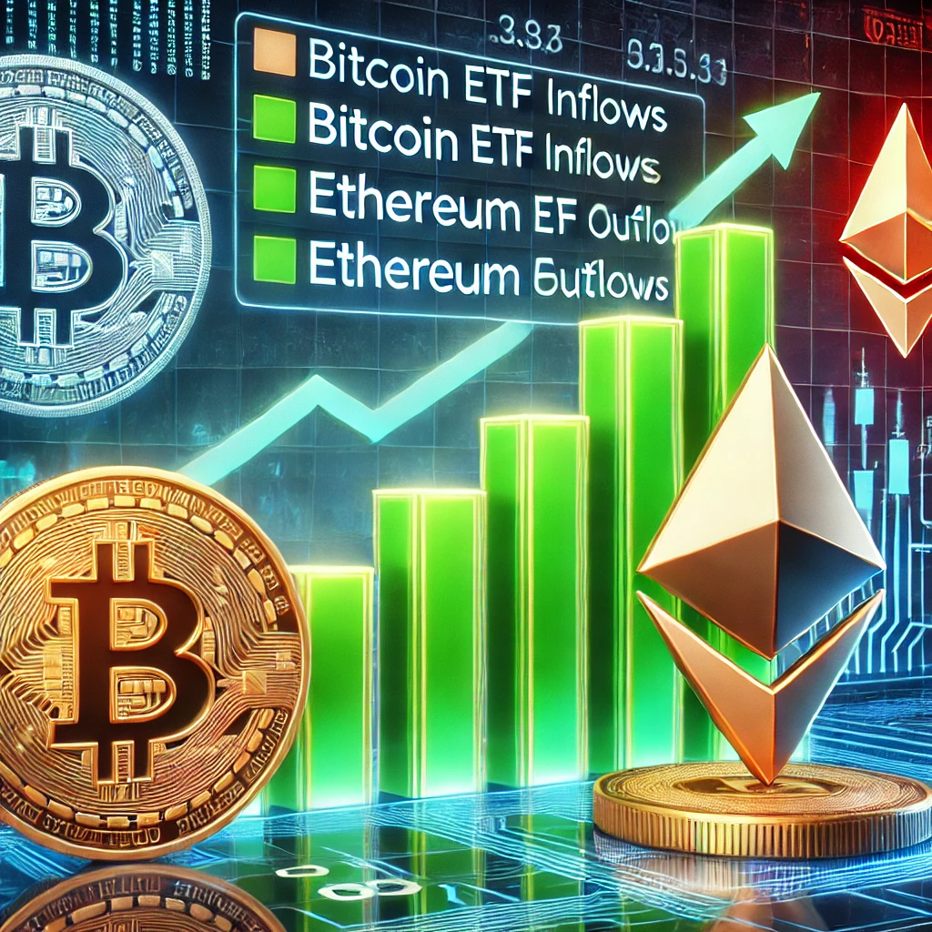 Bitcoin-ETF-Zufluss hält an, Ethereum rutscht weiter ins Minus